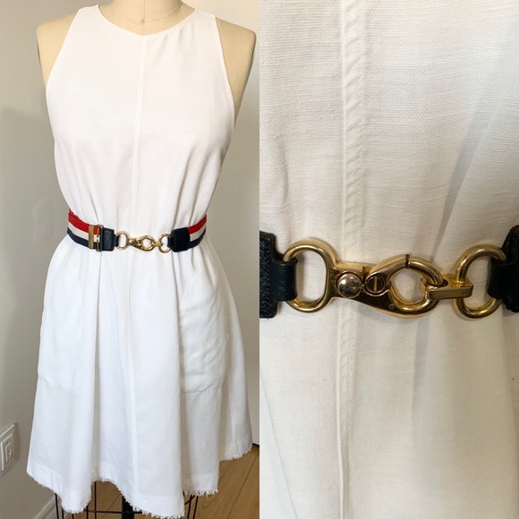 Vintage Accessories - RARE Vintage Nautical Stretch Stripe Belt w/ Clasp